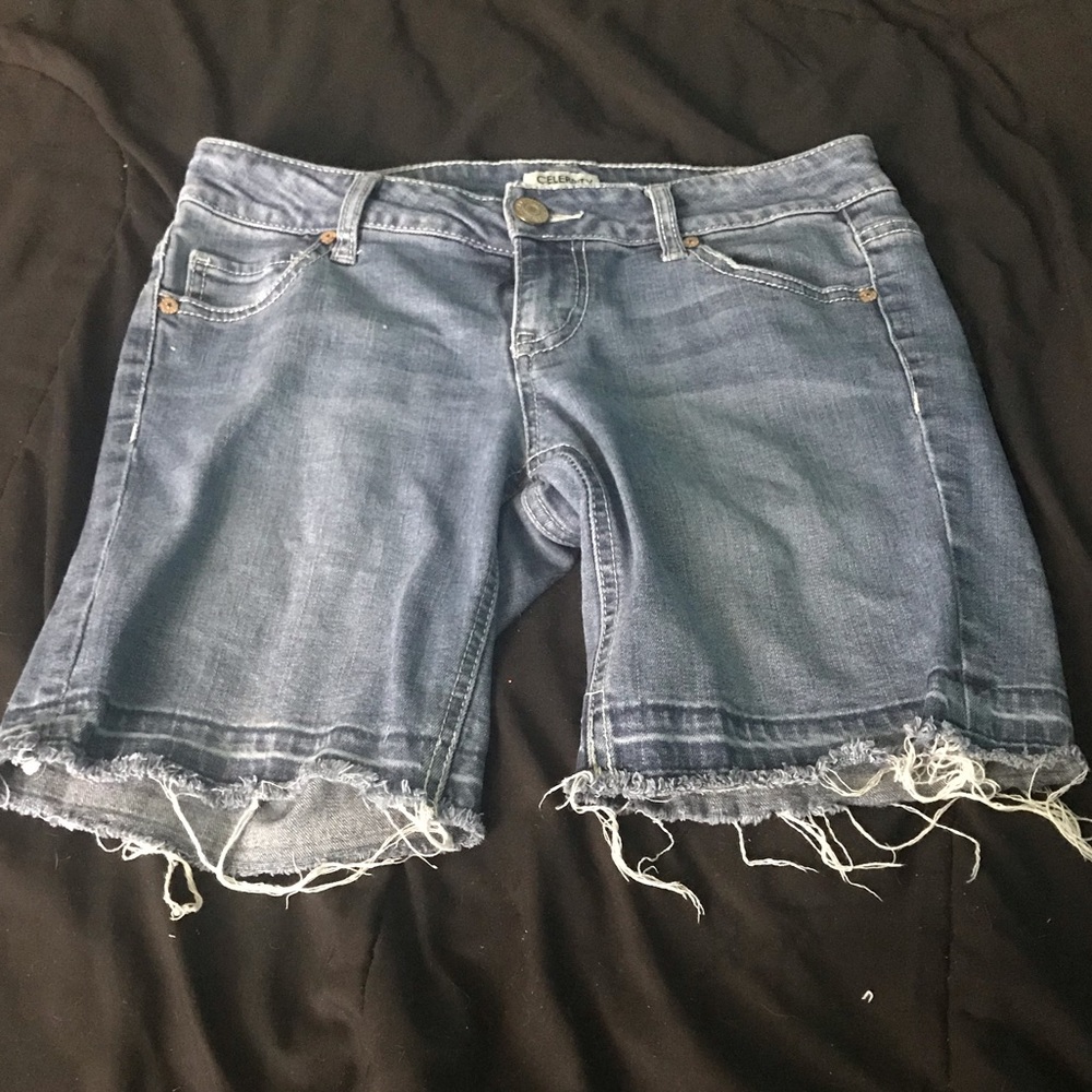 ⭐️Celebrity Pink Blue Jean Shorts with fringes